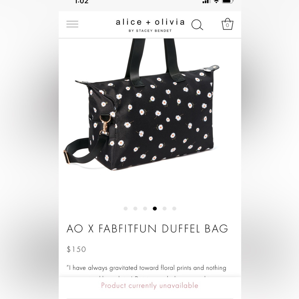Alice + Olivia FabFitFun Daisy Print Duffle Bag